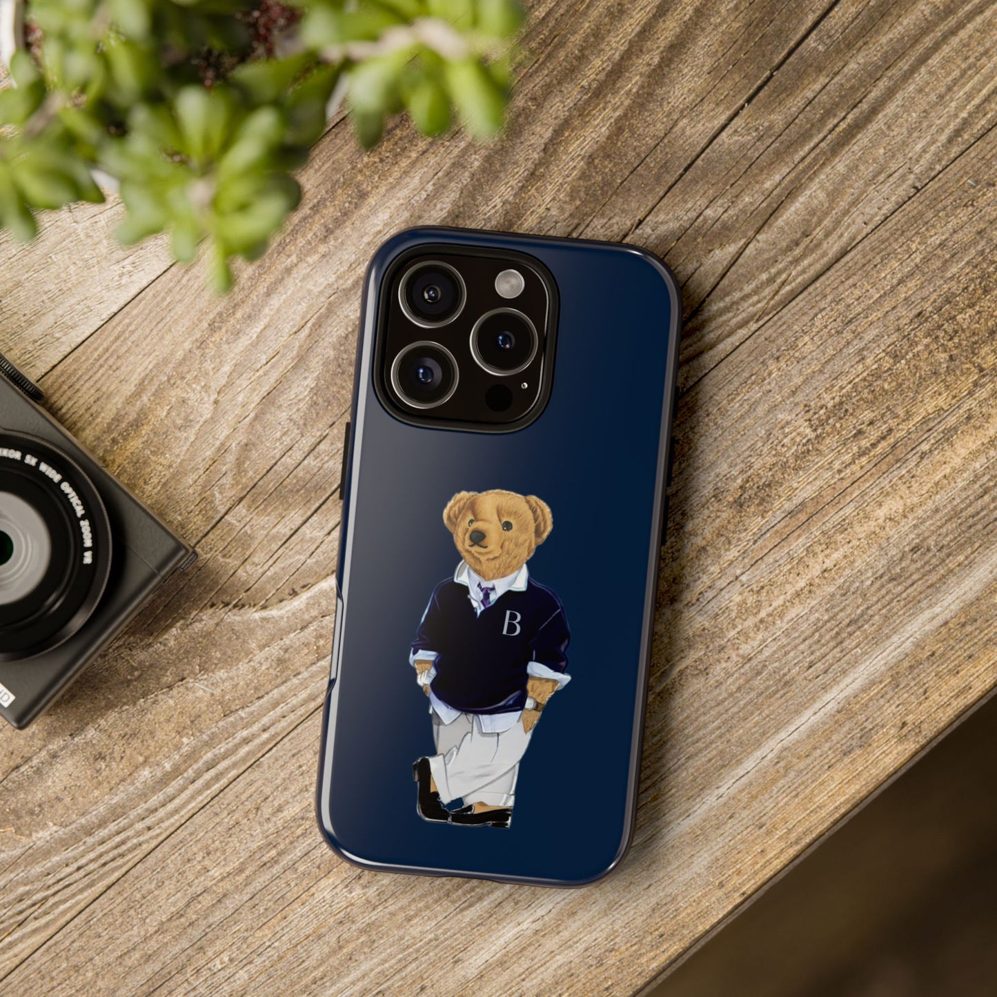 Dark Blue Bear Though Phone Case