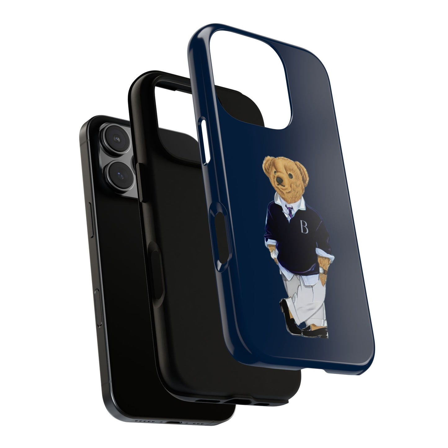 Dark Blue Bear Though Phone Case